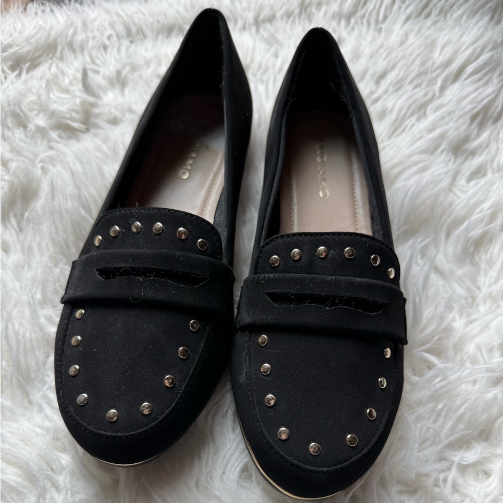 Andiamo Black Studded Women's Loafers